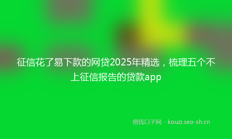 征信花了易下款的网贷2025年精选，梳理五个不上征信报告的贷款app