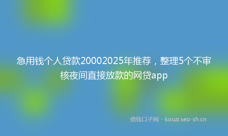 急用钱个人贷款20002025年推荐，整理5个不审核夜间直接放款的网贷app