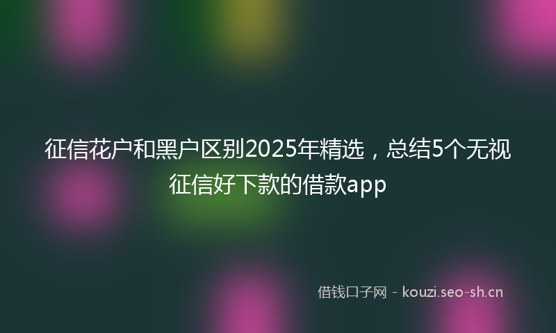 征信花户和黑户区别2025年精选，总结5个无视征信好下款的借款app