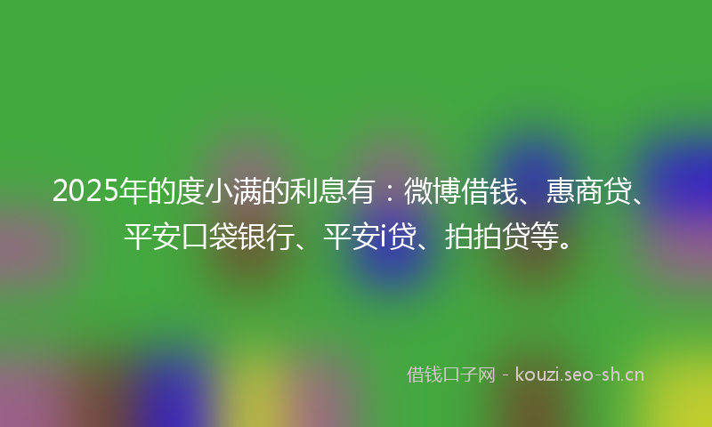 2025年的度小满的利息有：微博借钱、惠商贷、平安口袋银行、平安i贷、拍拍贷等。