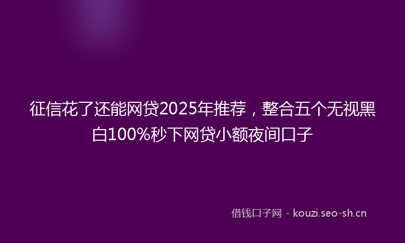 征信花了还能网贷2025年推荐，整合五个无视黑白100%秒下网贷小额夜间口子