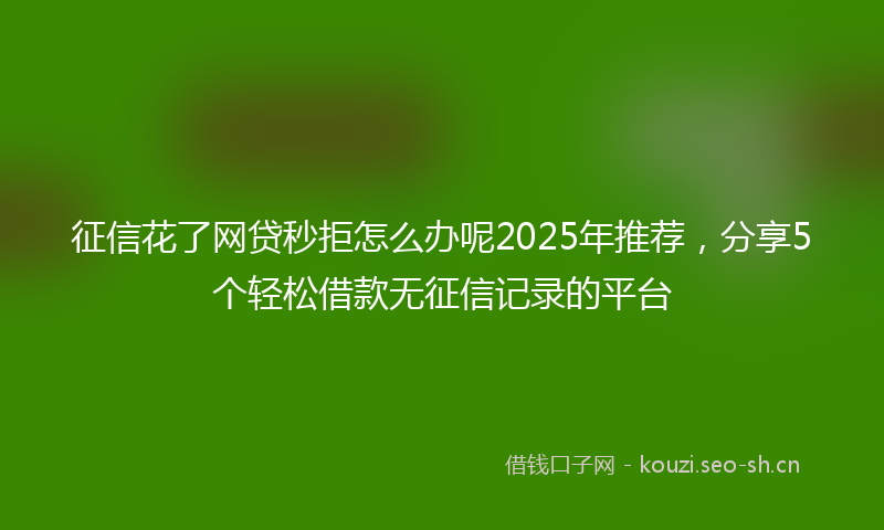 征信花了网贷秒拒怎么办呢2025年推荐，分享5个轻松借款无征信记录的平台