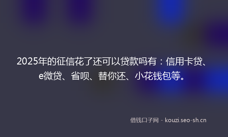 2025年的征信花了还可以贷款吗有：信用卡贷、e微贷、省呗、替你还、小花钱包等。