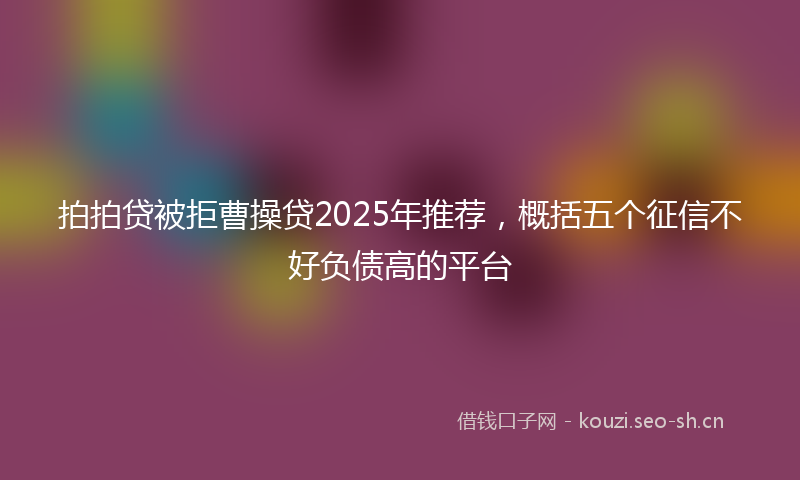 拍拍贷被拒曹操贷2025年推荐，概括五个征信不好负债高的平台