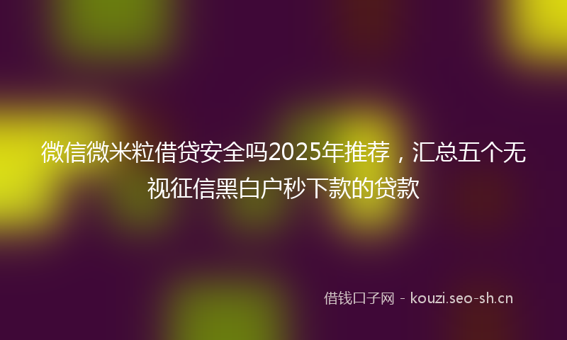 微信微米粒借贷安全吗2025年推荐，汇总五个无视征信黑白户秒下款的贷款