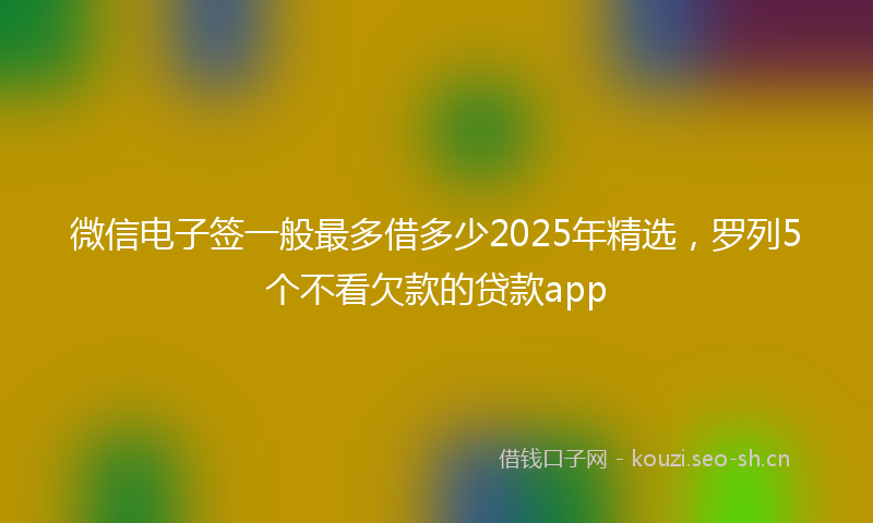 微信电子签一般最多借多少2025年精选，罗列5个不看欠款的贷款app