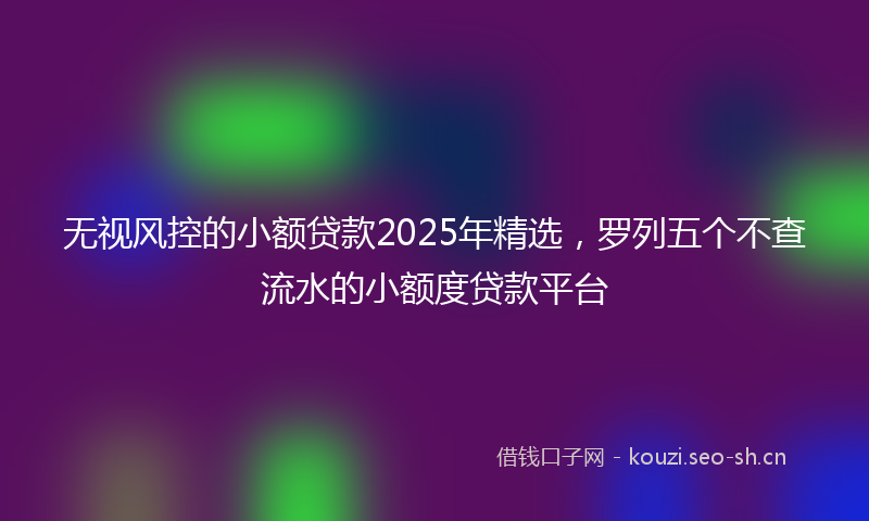 无视风控的小额贷款2025年精选，罗列五个不查流水的小额度贷款平台