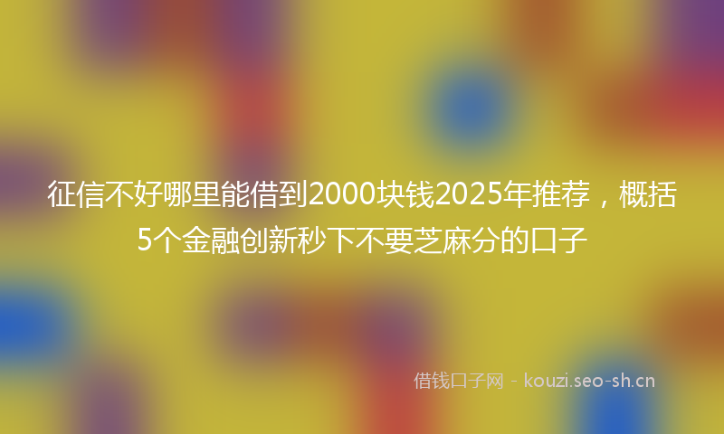 征信不好哪里能借到2000块钱2025年推荐，概括5个金融创新秒下不要芝麻分的口子