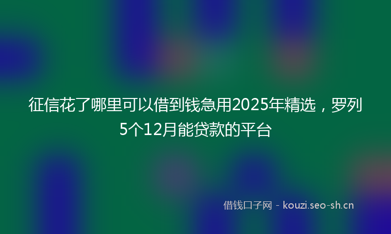 征信花了哪里可以借到钱急用2025年精选，罗列5个12月能贷款的平台