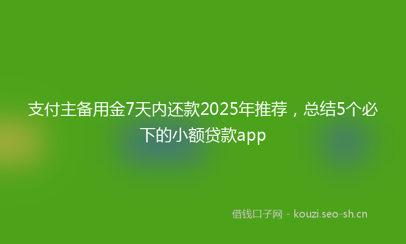 支付主备用金7天内还款2025年推荐，总结5个必下的小额贷款app