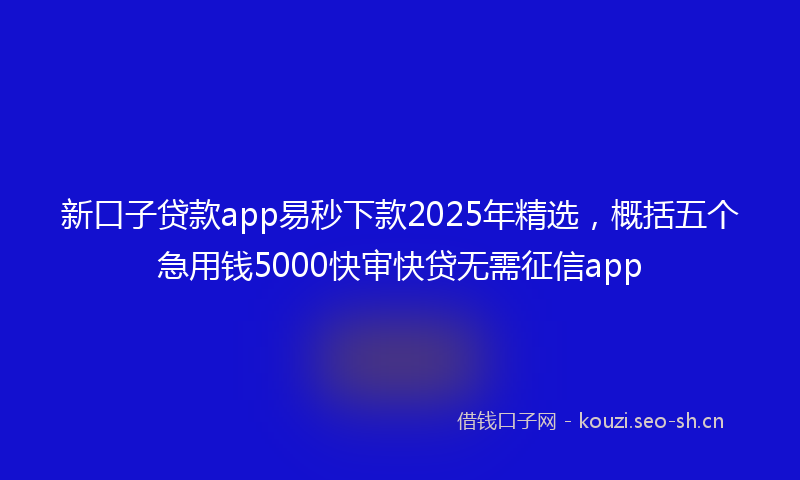 新口子贷款app易秒下款2025年精选，概括五个急用钱5000快审快贷无需征信app