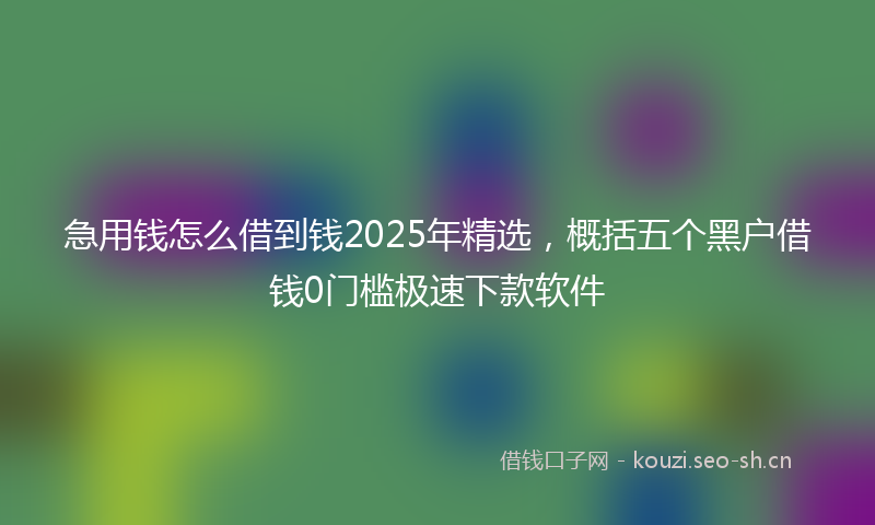 急用钱怎么借到钱2025年精选，概括五个黑户借钱0门槛极速下款软件