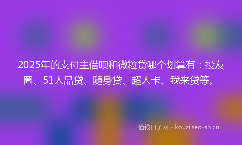 2025年的支付主借呗和微粒贷哪个划算有：投友圈、51人品贷、随身贷、超人卡、我来贷等。
