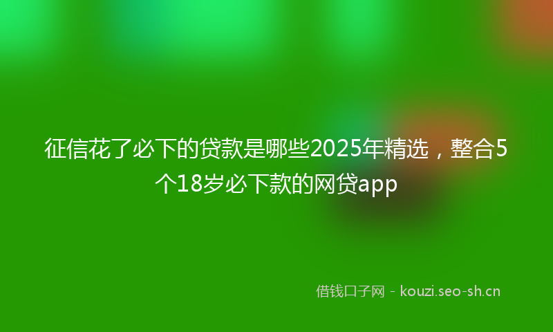 征信花了必下的贷款是哪些2025年精选，整合5个18岁必下款的网贷app