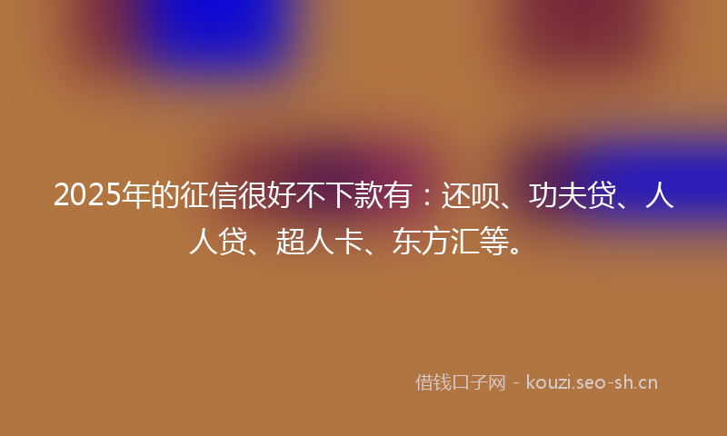 2025年的征信很好不下款有：还呗、功夫贷、人人贷、超人卡、东方汇等。