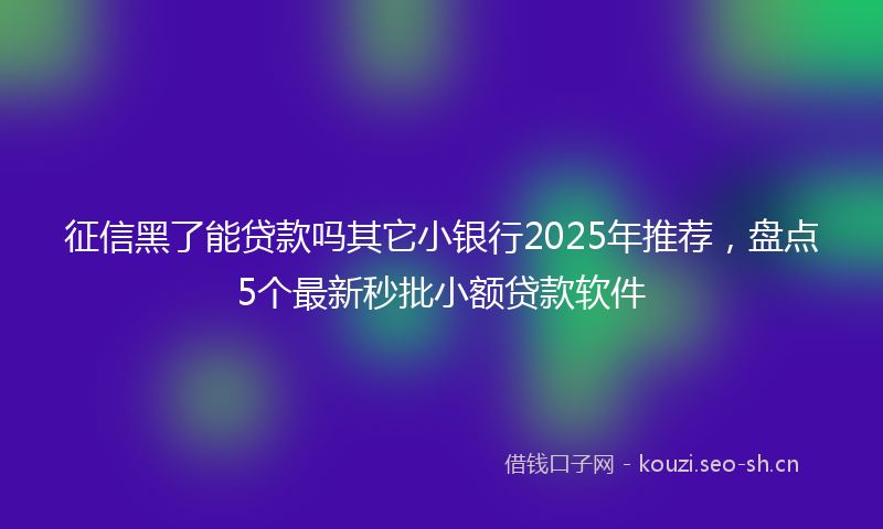 征信黑了能贷款吗其它小银行2025年推荐，盘点5个最新秒批小额贷款软件