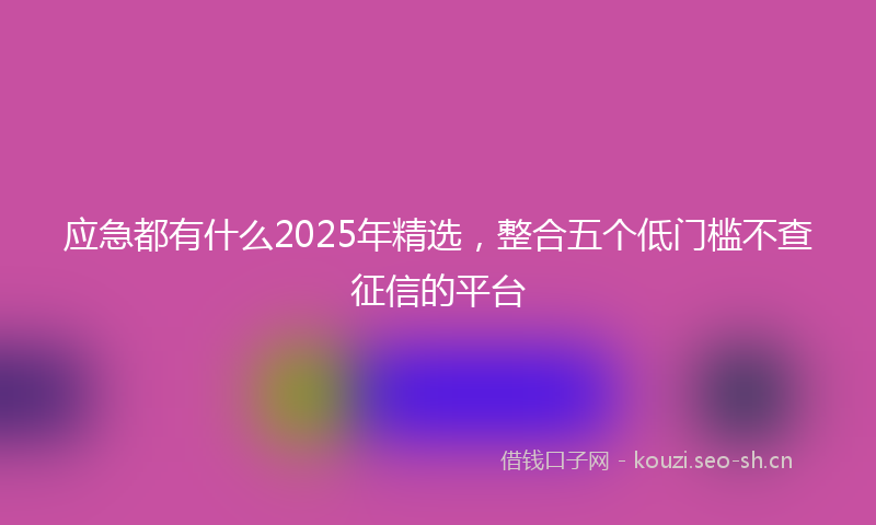应急都有什么2025年精选，整合五个低门槛不查征信的平台