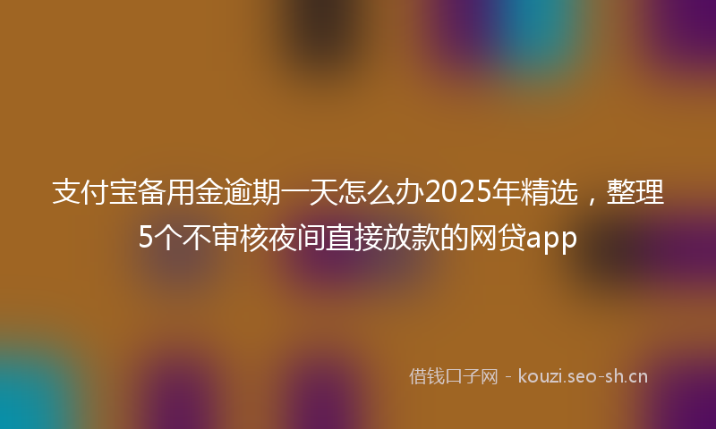支付宝备用金逾期一天怎么办2025年精选，整理5个不审核夜间直接放款的网贷app