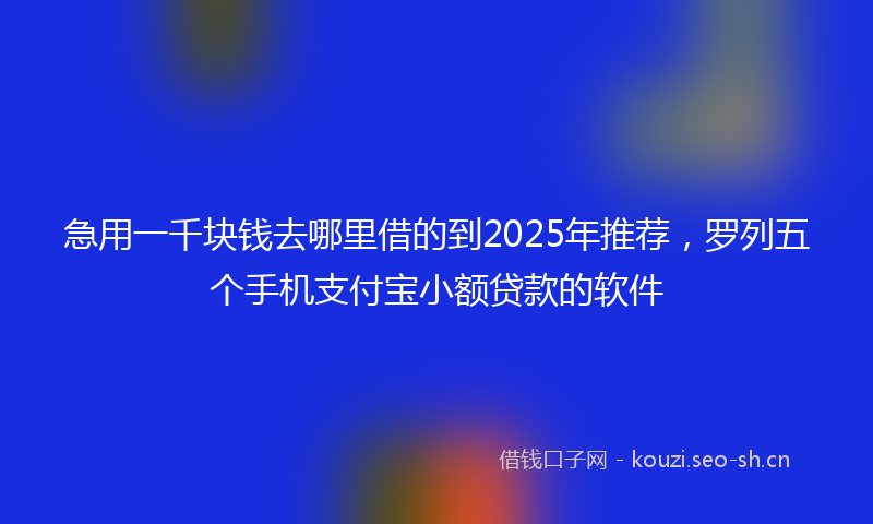 急用一千块钱去哪里借的到2025年推荐，罗列五个手机支付宝小额贷款的软件