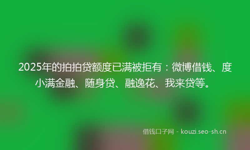 2025年的拍拍贷额度已满被拒有：微博借钱、度小满金融、随身贷、融逸花、我来贷等。
