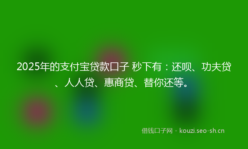 2025年的支付宝贷款口子 秒下有：还呗、功夫贷、人人贷、惠商贷、替你还等。