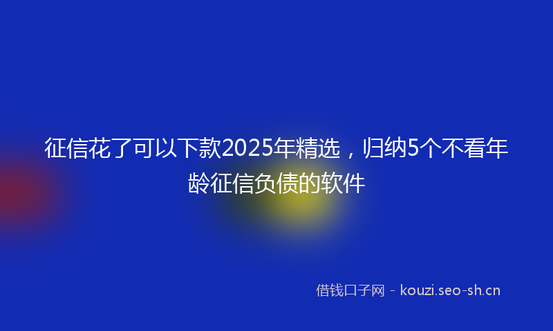 征信花了可以下款2025年精选，归纳5个不看年龄征信负债的软件