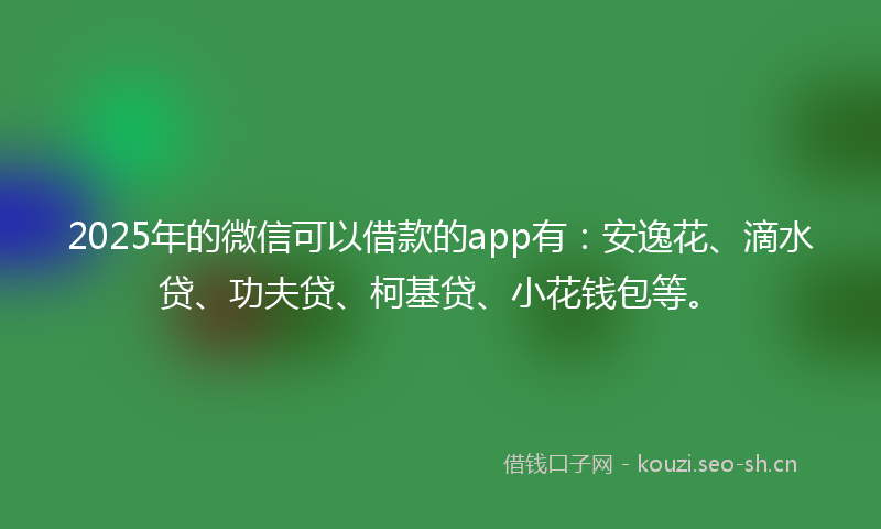 2025年的微信可以借款的app有:安逸花、滴水贷、功夫贷、柯基贷、小花钱包等。
