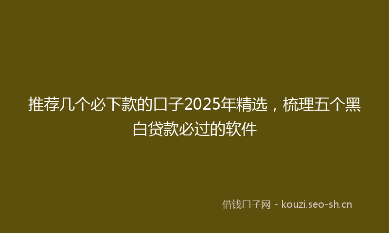推荐几个必下款的口子2025年精选，梳理五个黑白贷款必过的软件