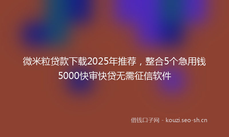 微米粒贷款下载2025年推荐，整合5个急用钱5000快审快贷无需征信软件
