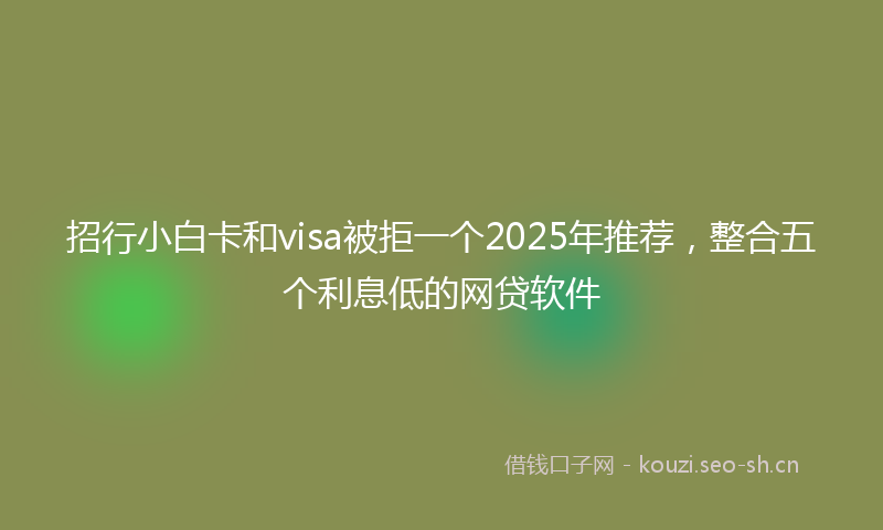 招行小白卡和visa被拒一个2025年推荐，整合五个利息低的网贷软件