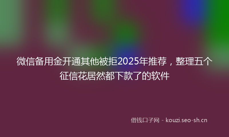 微信备用金开通其他被拒2025年推荐，整理五个征信花居然都下款了的软件