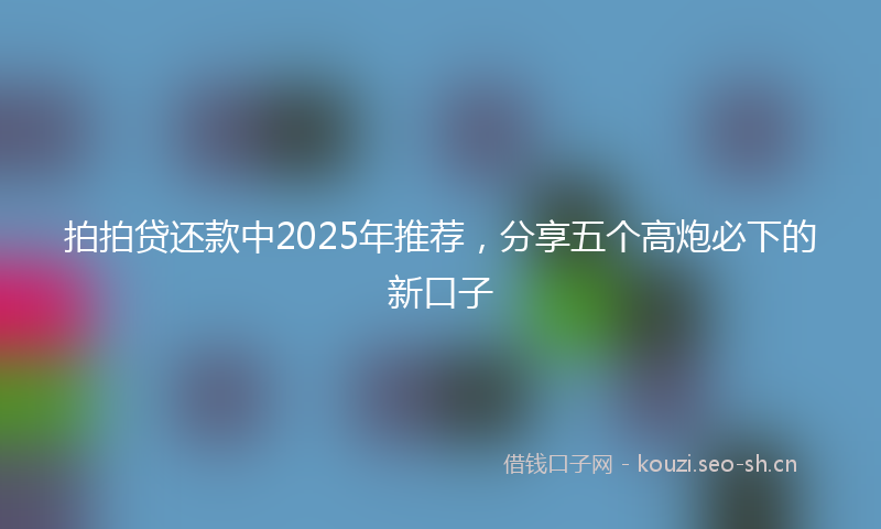 拍拍贷还款中2025年推荐，分享五个高炮必下的新口子