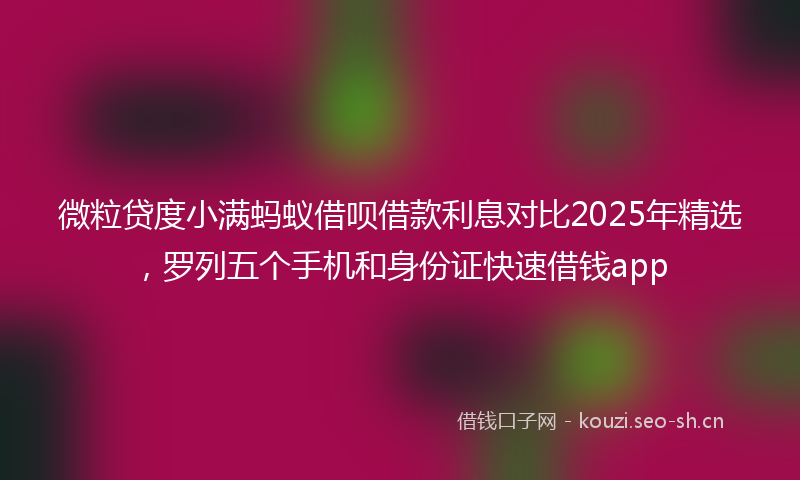 微粒贷度小满蚂蚁借呗借款利息对比2025年精选，罗列五个手机和身份证快速借钱app