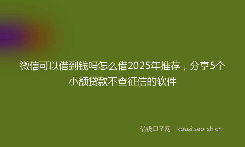 微信可以借到钱吗怎么借2025年推荐，分享5个小额贷款不查征信的软件