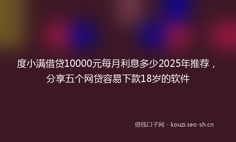 度小满借贷10000元每月利息多少2025年推荐，分享五个网贷容易下款18岁的软件