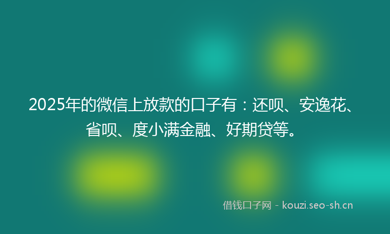 2025年的微信上放款的口子有：还呗、安逸花、省呗、度小满金融、好期贷等。