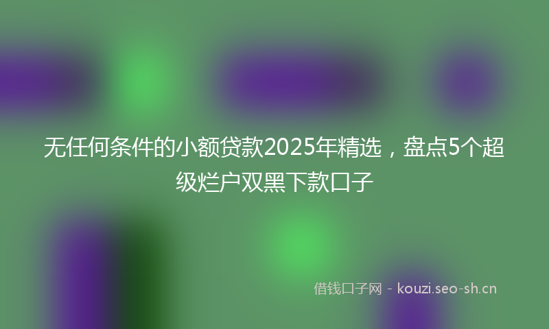 无任何条件的小额贷款2025年精选，盘点5个超级烂户双黑下款口子