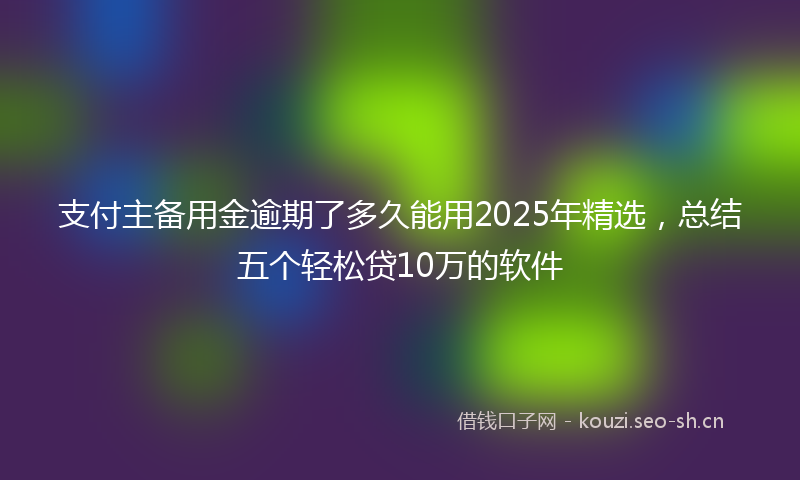 支付主备用金逾期了多久能用2025年精选，总结五个轻松贷10万的软件