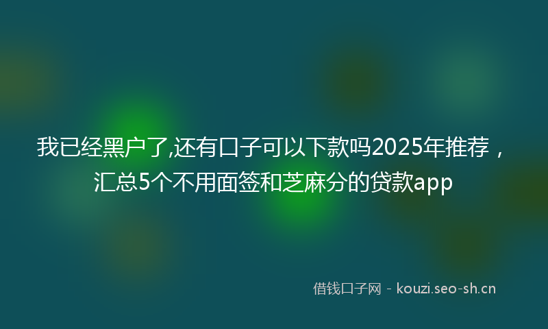 我已经黑户了,还有口子可以下款吗2025年推荐，汇总5个不用面签和芝麻分的贷款app
