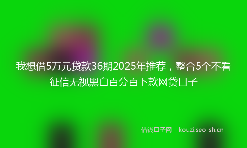 我想借5万元贷款36期2025年推荐，整合5个不看征信无视黑白百分百下款网贷口子