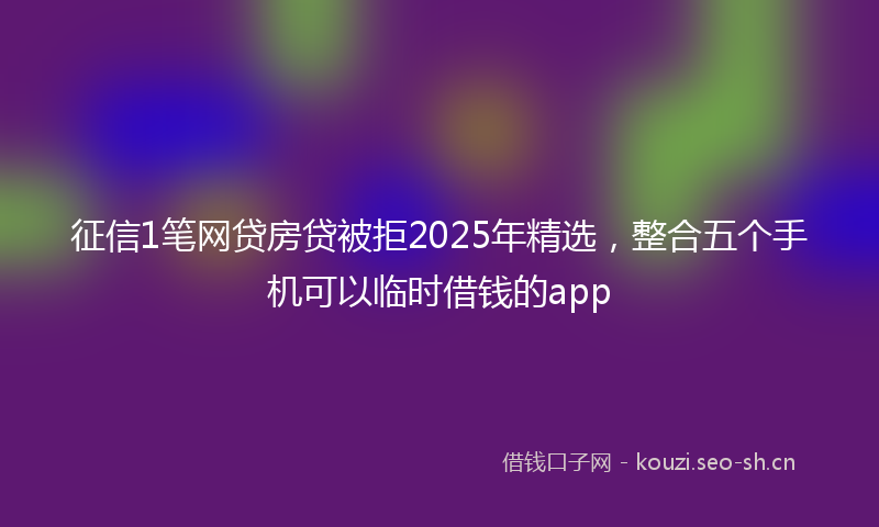征信1笔网贷房贷被拒2025年精选,整合五个手机可以临时借钱的app