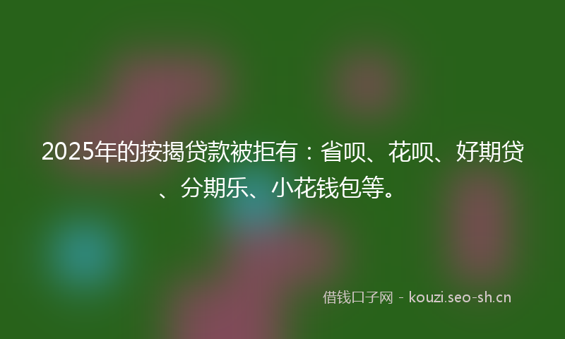 2025年的按揭贷款被拒有：省呗、花呗、好期贷、分期乐、小花钱包等。