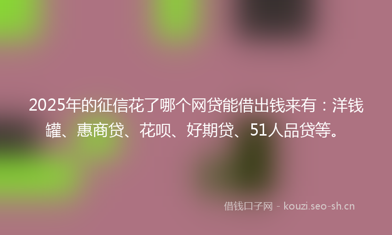 2025年的征信花了哪个网贷能借出钱来有：洋钱罐、惠商贷、花呗、好期贷、51人品贷等。