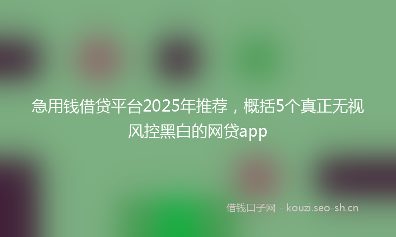 急用钱借贷平台2025年推荐，概括5个真正无视风控黑白的网贷app