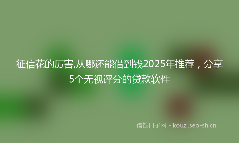 征信花的厉害,从哪还能借到钱2025年推荐，分享5个无视评分的贷款软件
