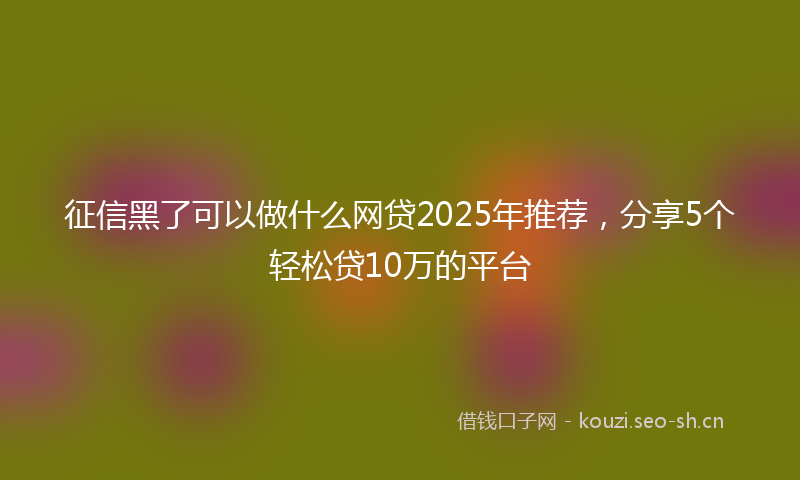 征信黑了可以做什么网贷2025年推荐,分享5个轻松贷10万的平台