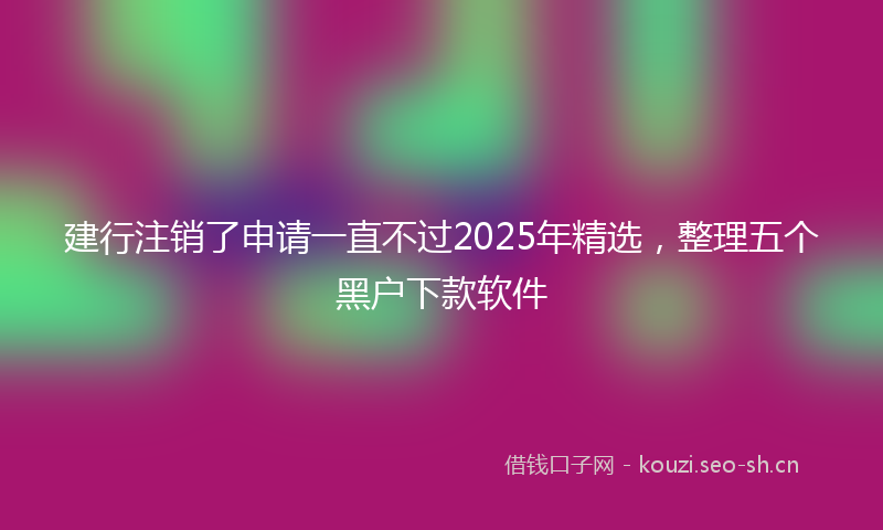 建行注销了申请一直不过2025年精选，整理五个黑户下款软件