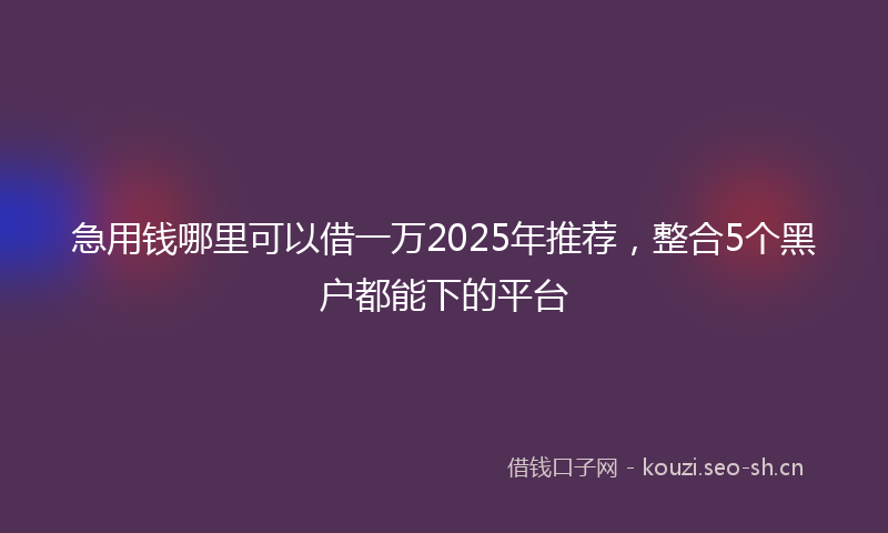 急用钱哪里可以借一万2025年推荐，整合5个黑户都能下的平台