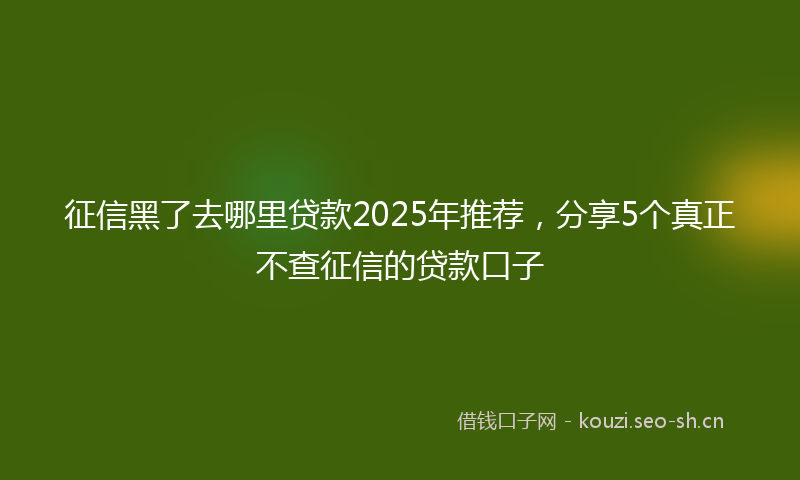 征信黑了去哪里贷款2025年推荐，分享5个真正不查征信的贷款口子