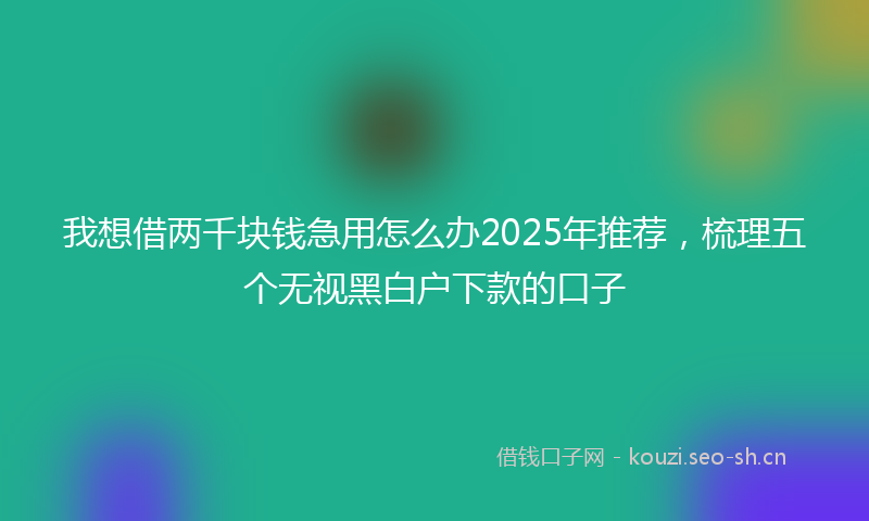 我想借两千块钱急用怎么办2025年推荐，梳理五个无视黑白户下款的口子